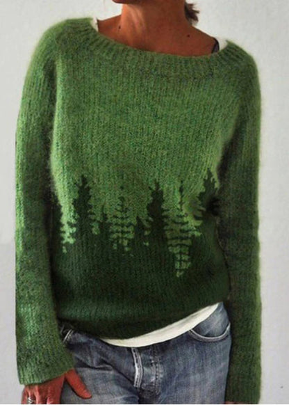 Peacock Blue O Neck Cozy Knit Sweaters Fall Qa012