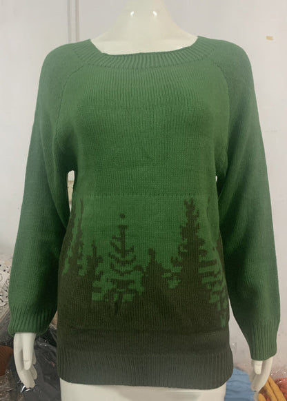 Peacock Blue O Neck Cozy Knit Sweaters Fall Qa012