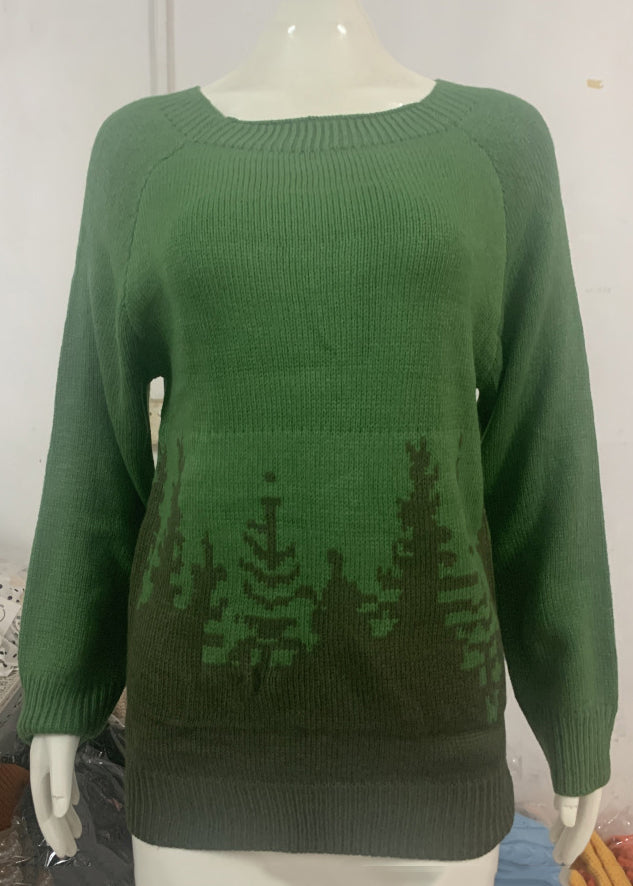 Peacock Blue O Neck Cozy Knit Sweaters Fall Qa012