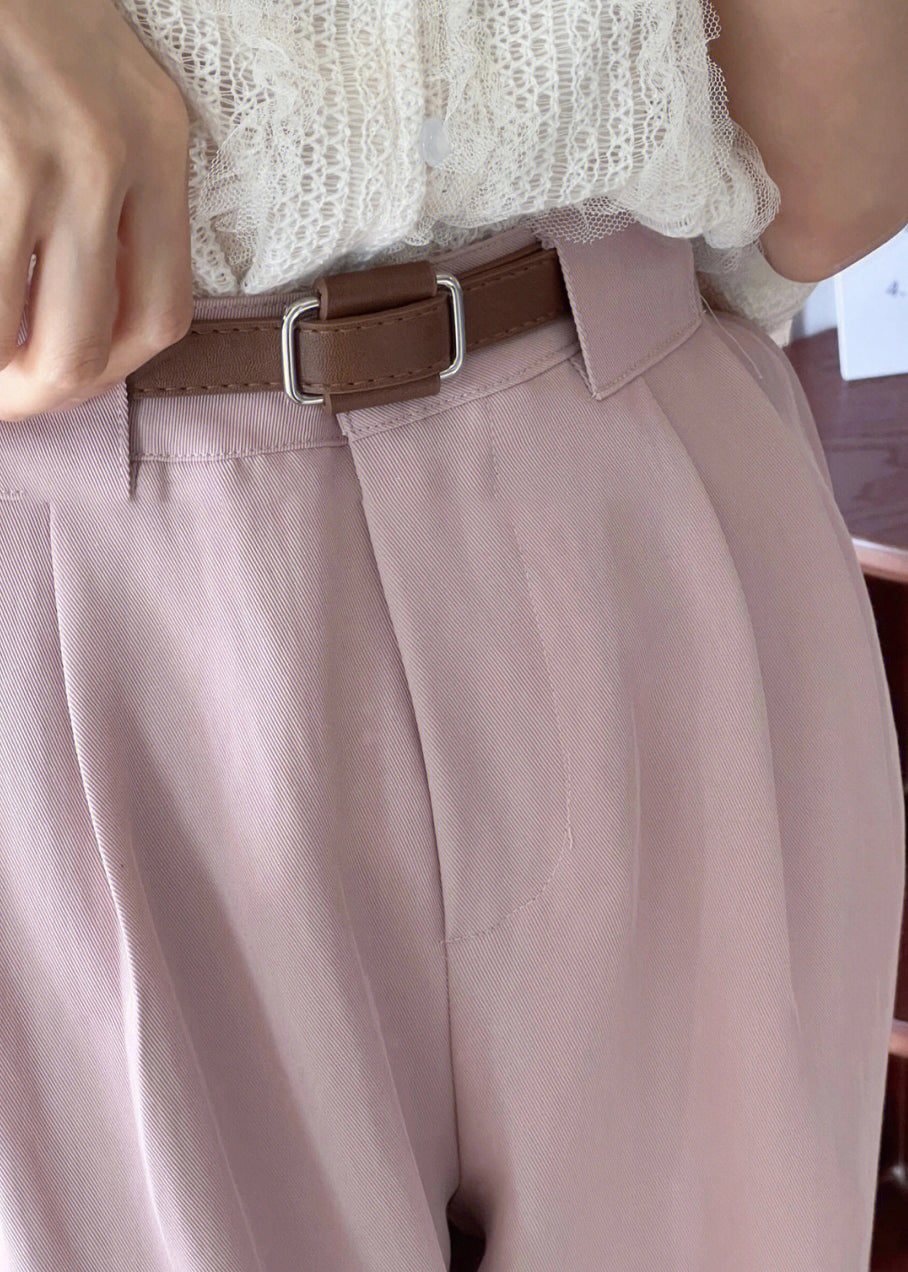 Pink High Waist Patchwork Cotton Crop Pants Fall Tu022