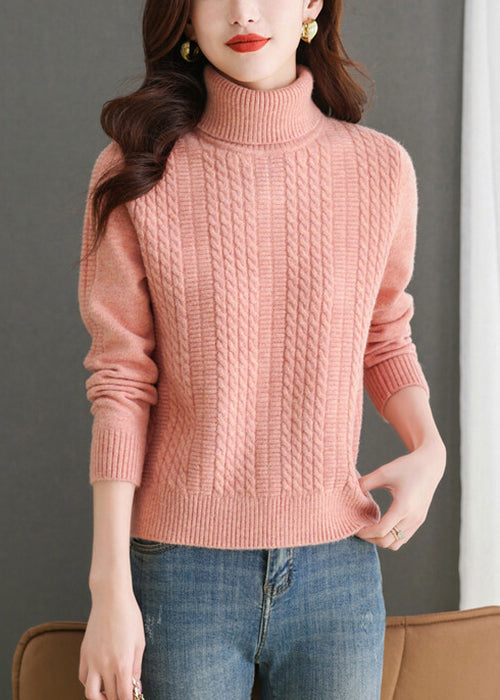 Pink Turtleneck Knit Sweater Winter Er017