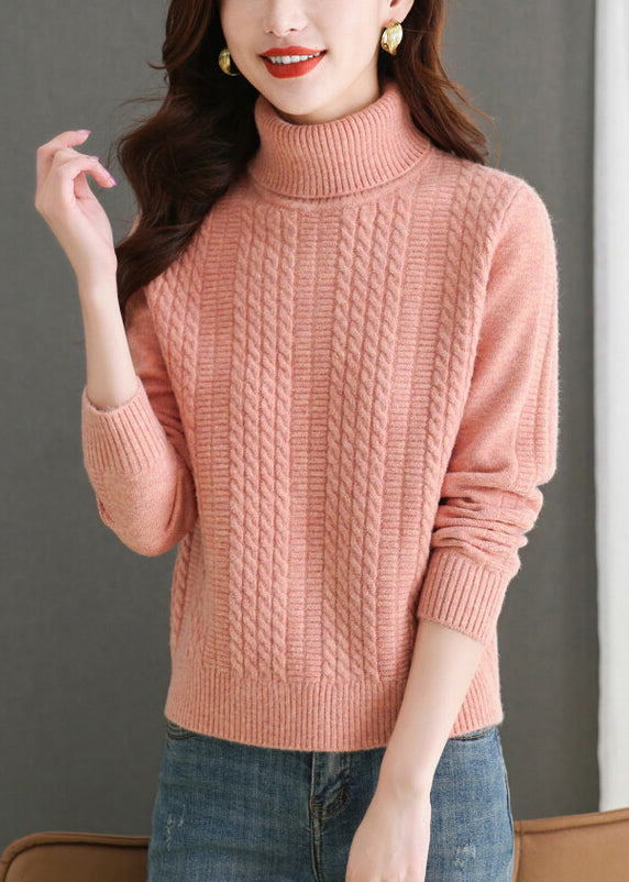 Pink Turtleneck Knit Sweater Winter Er017