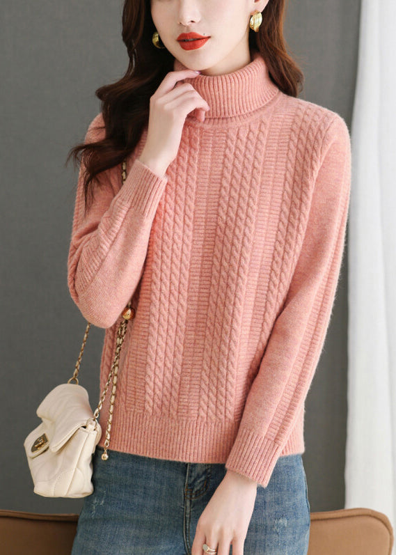 Pink Turtleneck Knit Sweater Winter Er017