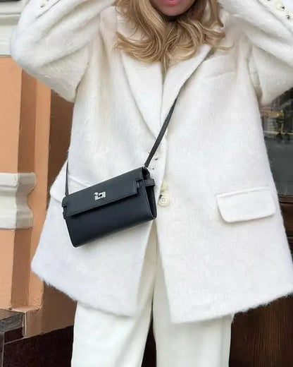 Pink Woolen Lapel Long Single High Street Coat