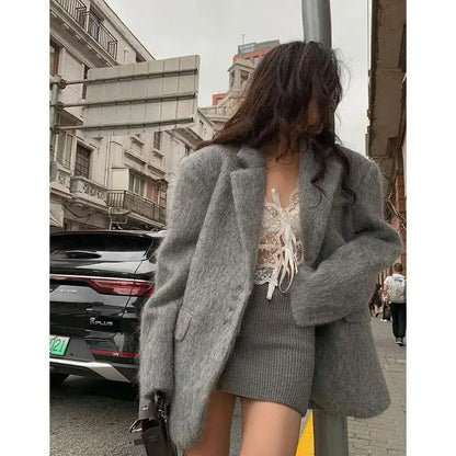 Pink Woolen Lapel Long Single High Street Coat
