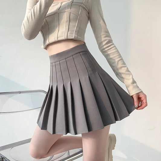 Dressbetty - Slim Zipper Dancing White Pleated Skirt
