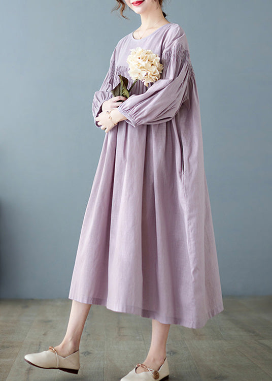 Purple O-neck Patchwork Wrinkled Maxi Dresses Spring Ac2018