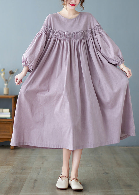 Purple O-neck Patchwork Wrinkled Maxi Dresses Spring Ac2018