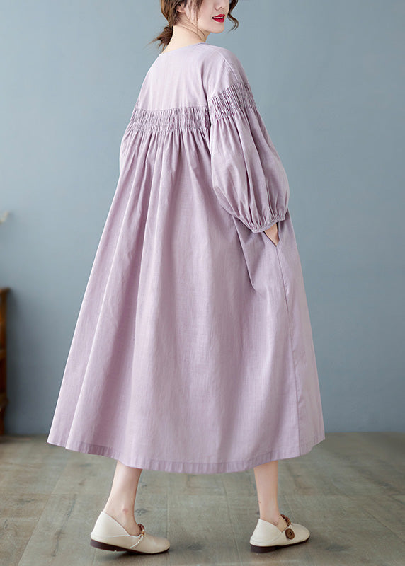 Purple O-neck Patchwork Wrinkled Maxi Dresses Spring Ac2018
