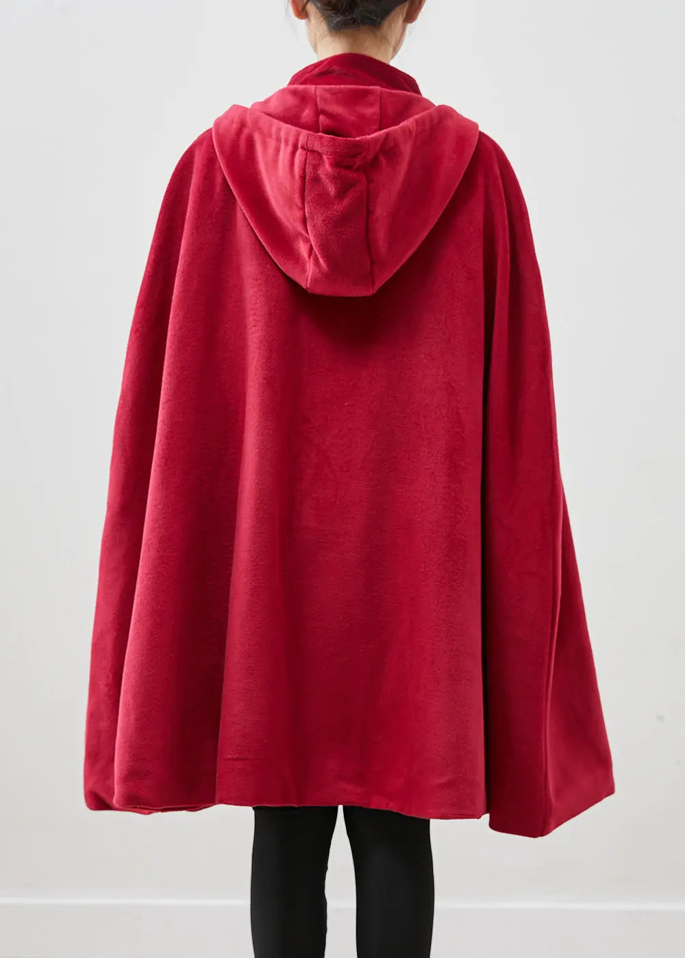 Hooded Chinese Button Fleece Coats Cloak Sleeves