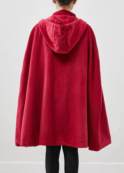 Hooded Chinese Button Fleece Coats Cloak Sleeves
