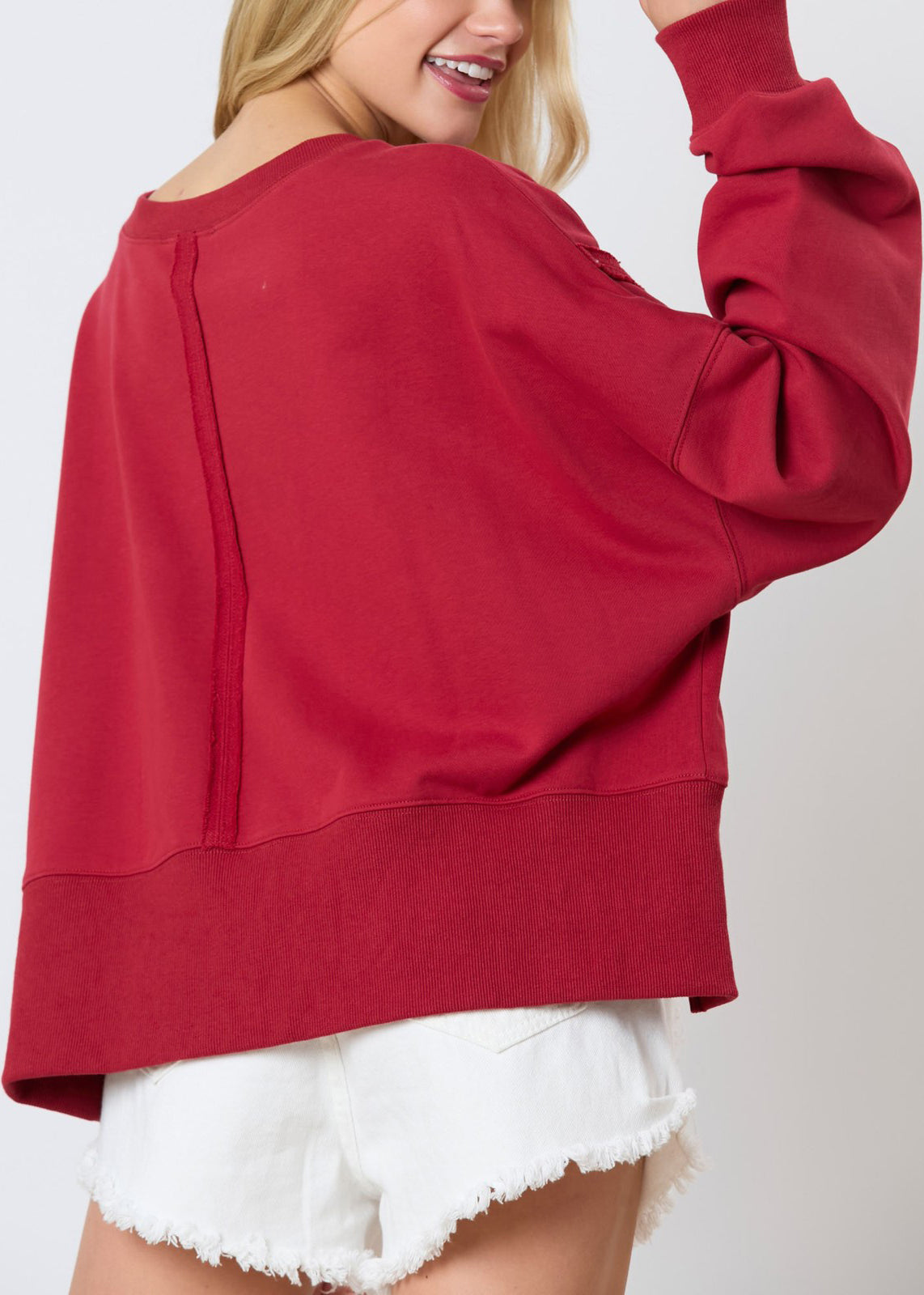 Red Letter Zircon Cotton Sweatshirt Long Sleeve Ae1001