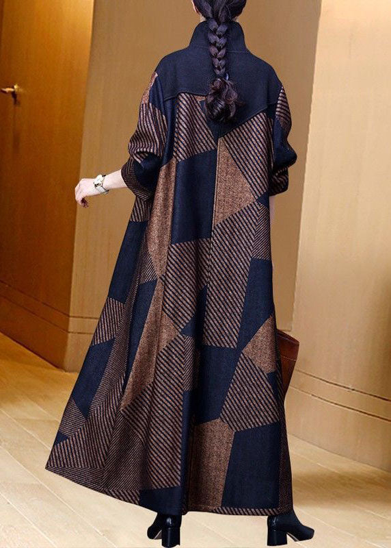 Red Oversized Striped Warm Fleece Wool Coat Outwear Spring Ac2048