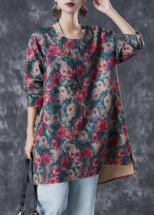 Print Side Open Linen Mini Dresses