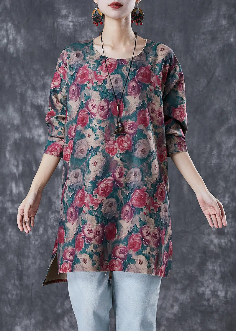 Print Side Open Linen Mini Dresses