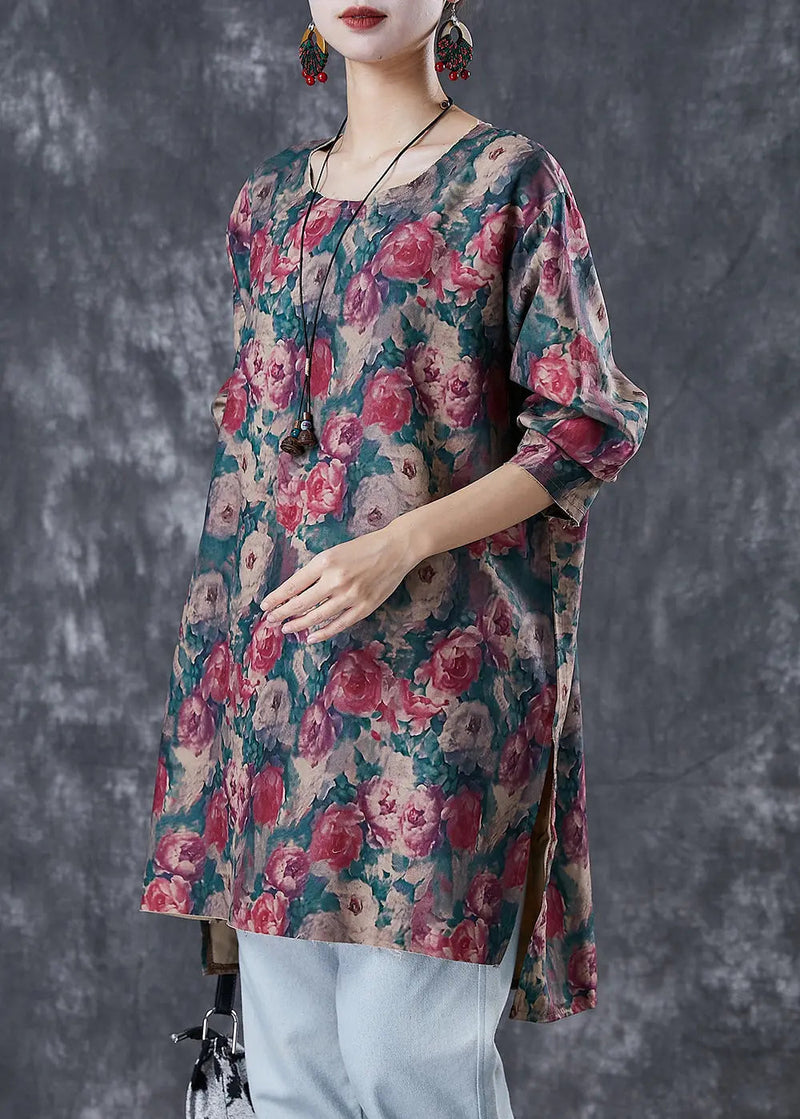 Print Side Open Linen Mini Dresses
