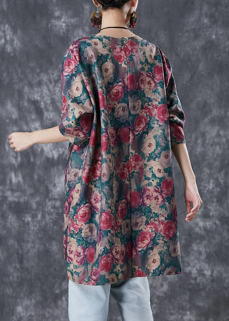 Print Side Open Linen Mini Dresses