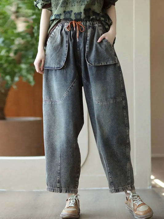 Pocket Denim Harem Pants
