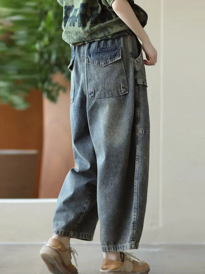 Pocket Denim Harem Pants