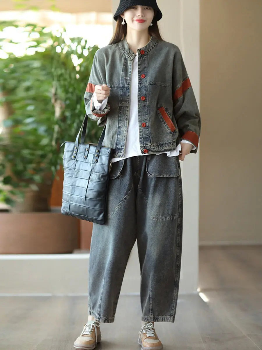 Pocket Denim Harem Pants