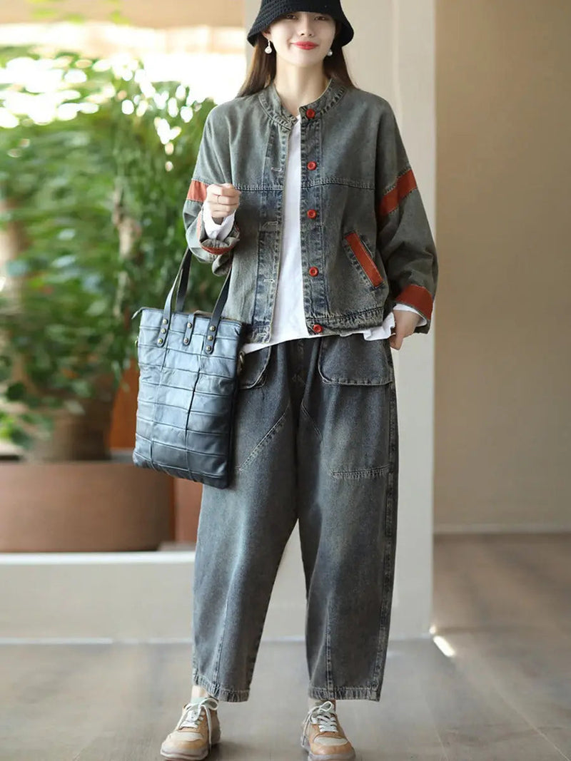 Pocket Denim Harem Pants