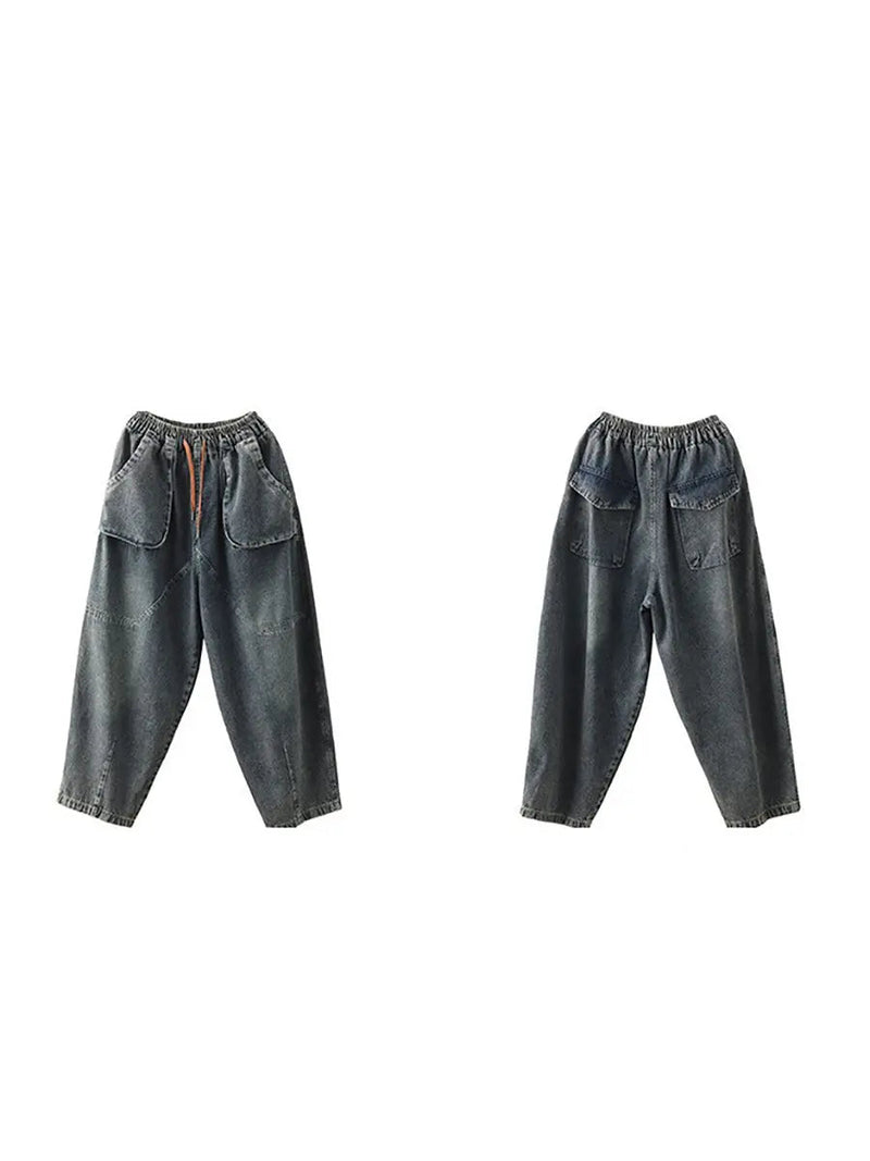 Pocket Denim Harem Pants