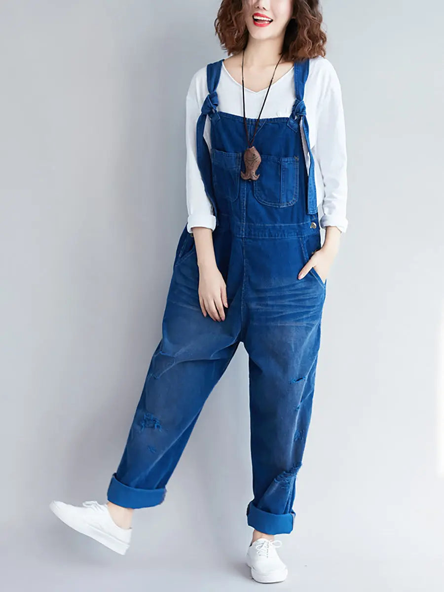 Colorblock Denim Jumpsuits