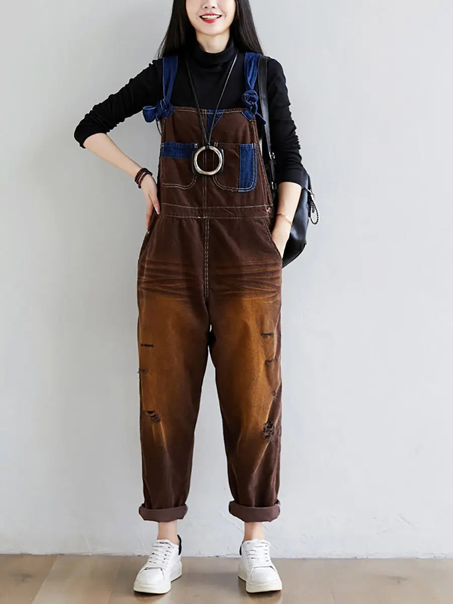 Colorblock Denim Jumpsuits