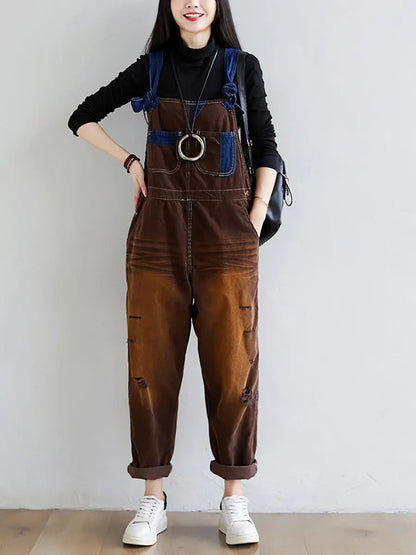 Colorblock Denim Jumpsuits