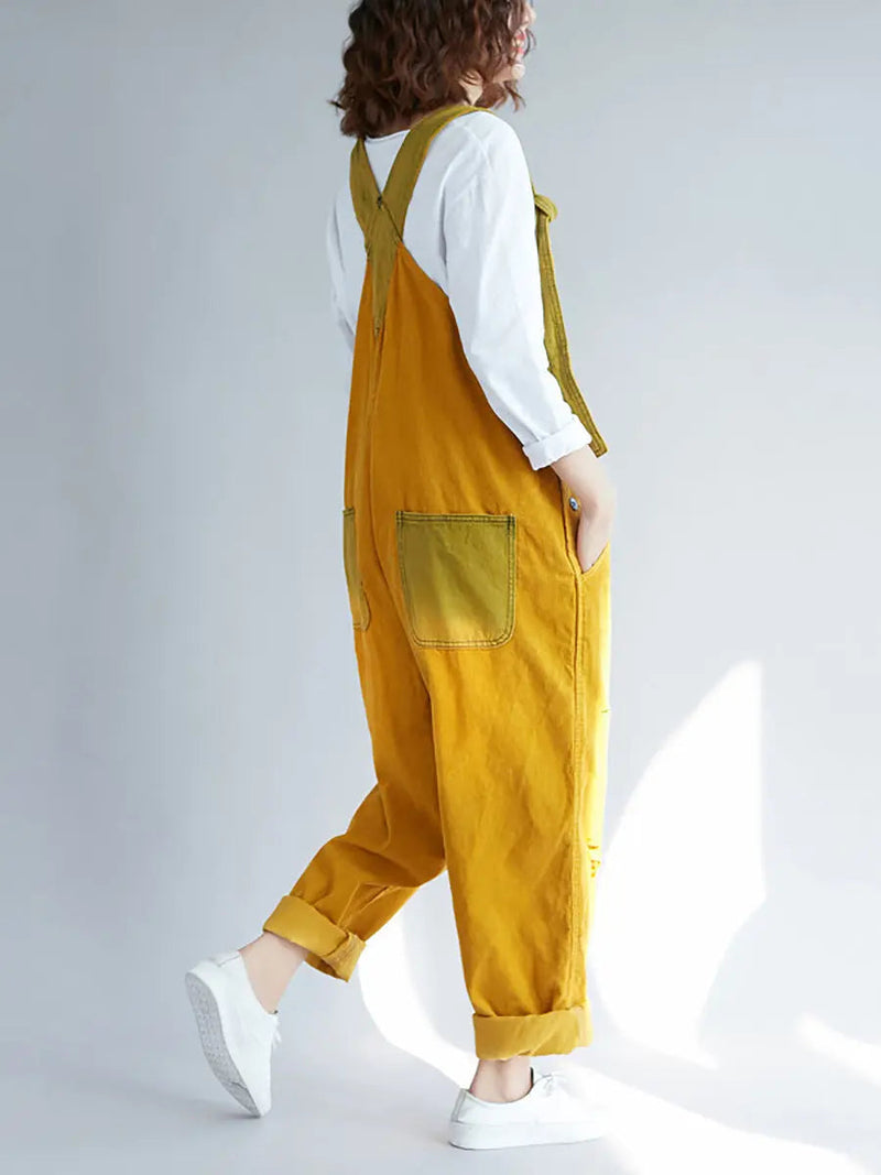 Colorblock Denim Jumpsuits