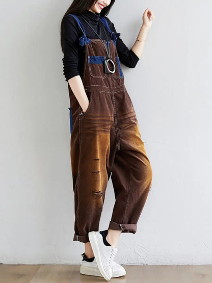 Colorblock Denim Jumpsuits