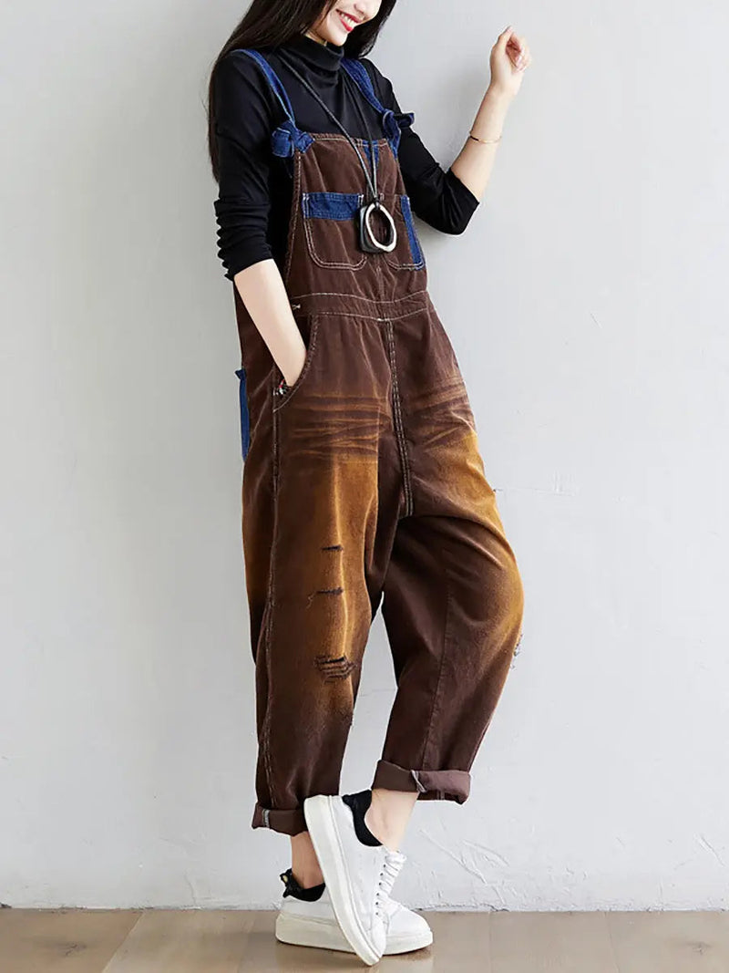 Colorblock Denim Jumpsuits