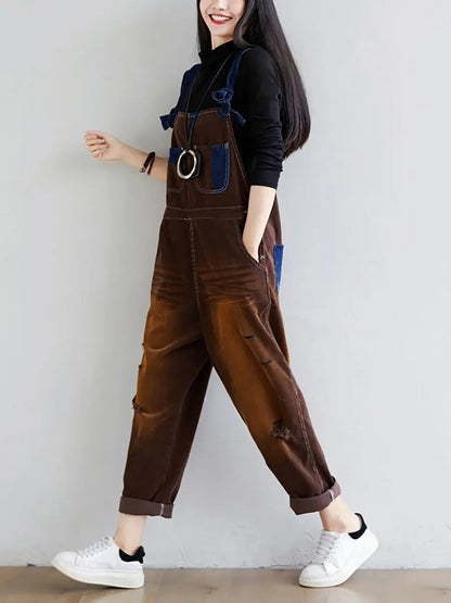 Colorblock Denim Jumpsuits