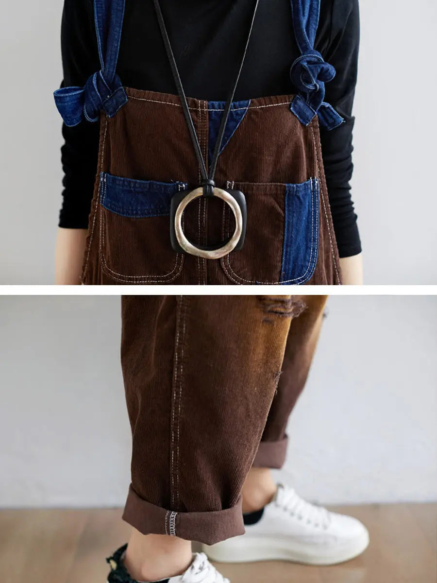 Colorblock Denim Jumpsuits