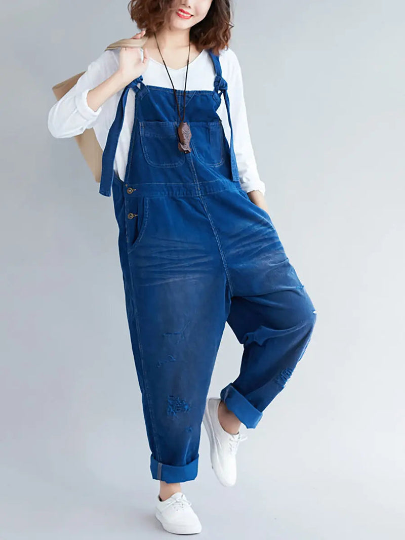 Colorblock Denim Jumpsuits