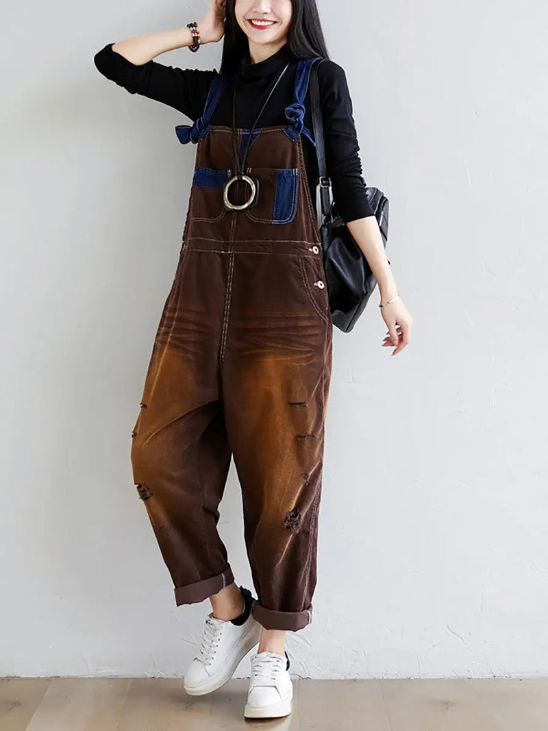 Colorblock Denim Jumpsuits