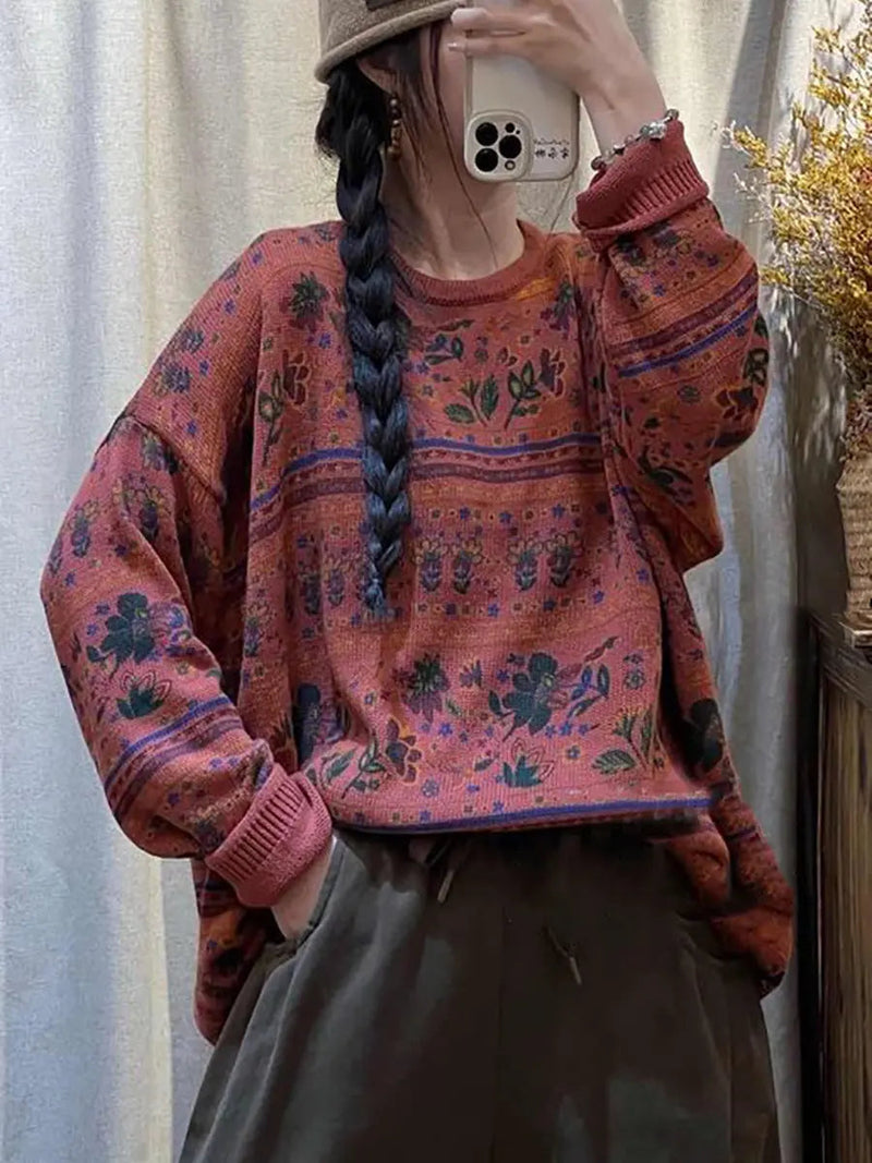Knitted O-neck Loose Sweater