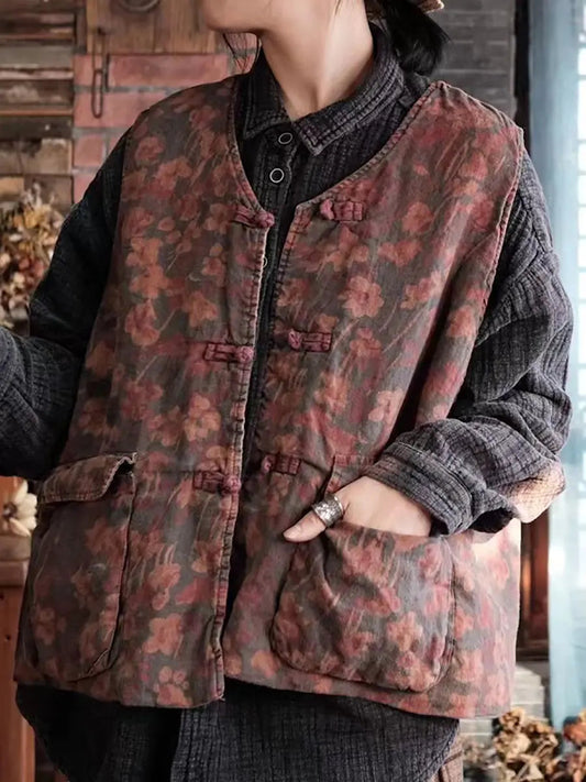 Pocket Linen Button Vest Coat