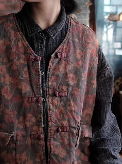 Pocket Linen Button Vest Coat