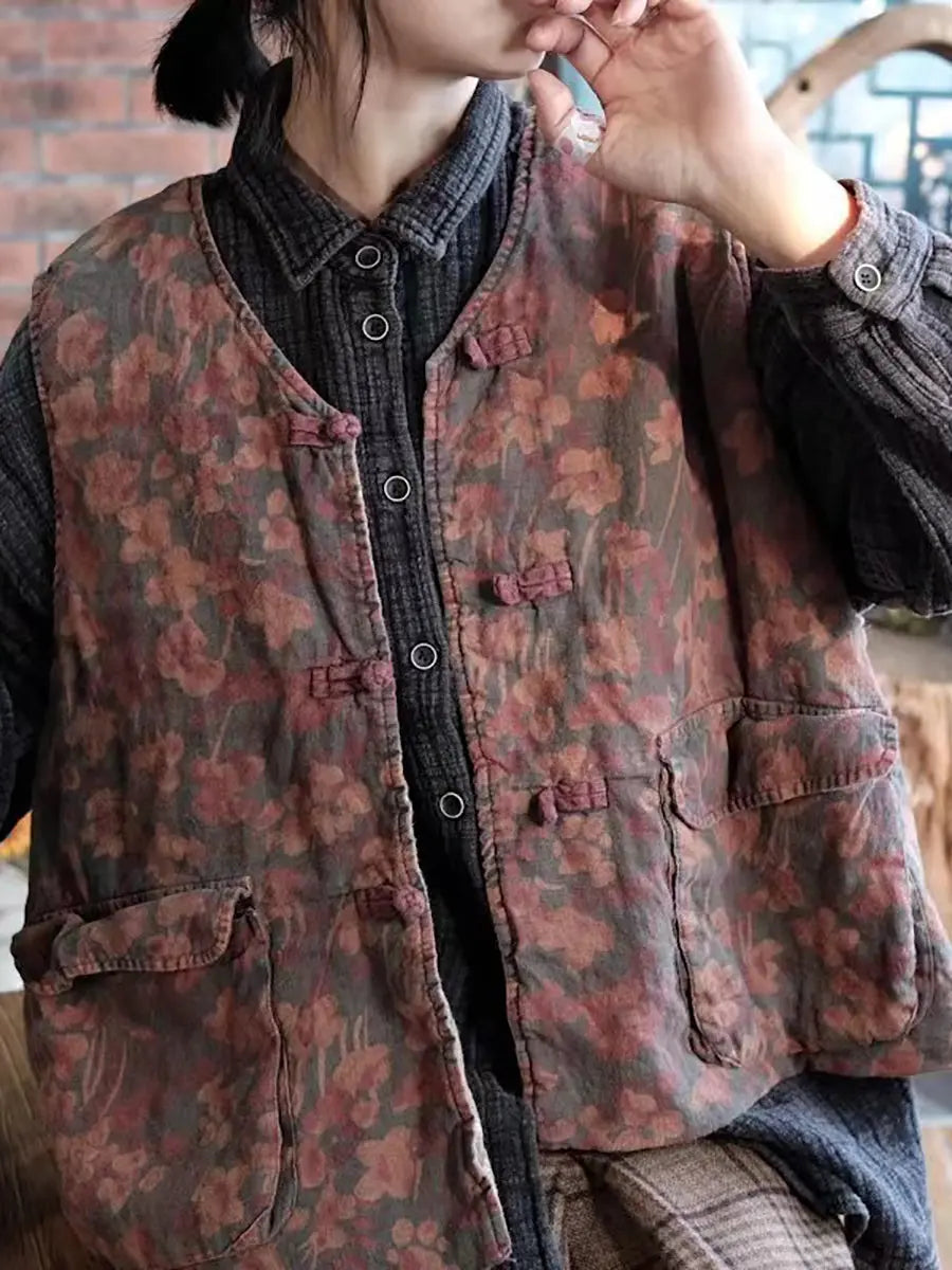 Pocket Linen Button Vest Coat