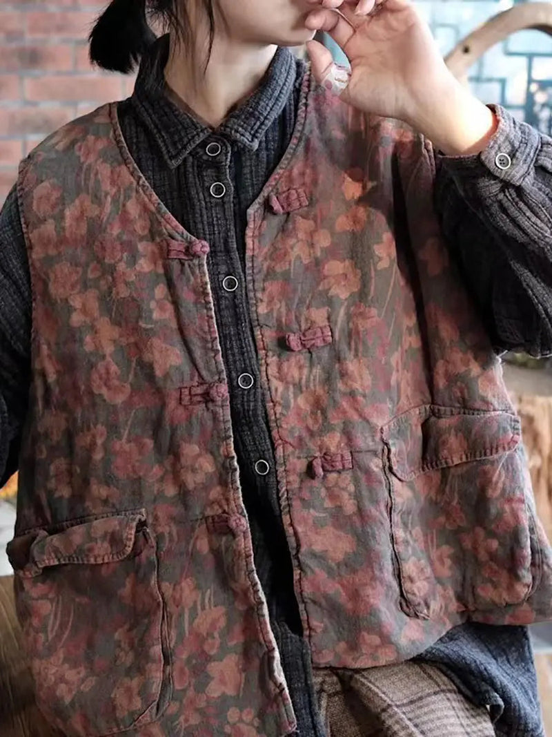 Pocket Linen Button Vest Coat
