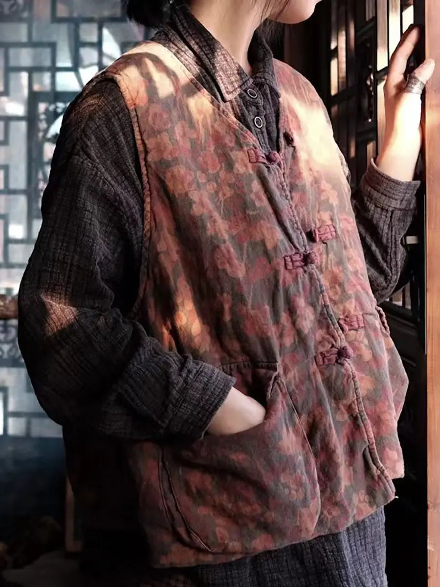 Pocket Linen Button Vest Coat
