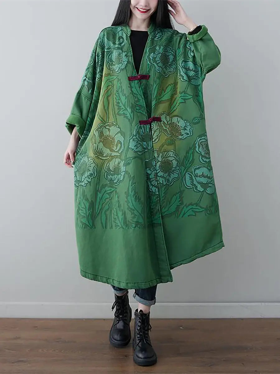Print Denim Long Coat