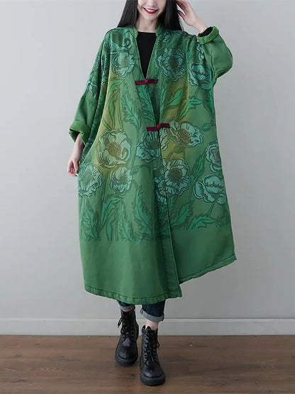 Print Denim Long Coat