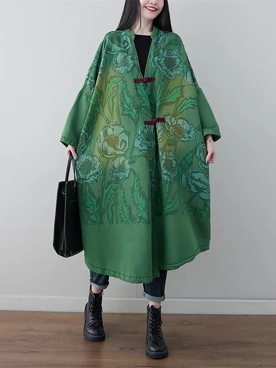 Print Denim Long Coat