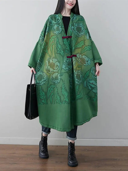 Print Denim Long Coat