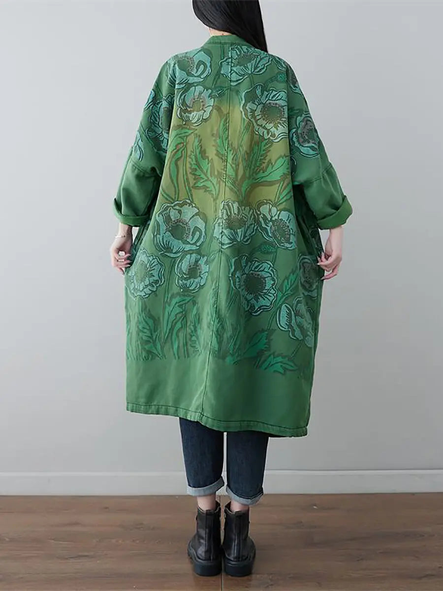 Print Denim Long Coat