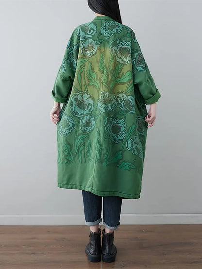 Print Denim Long Coat