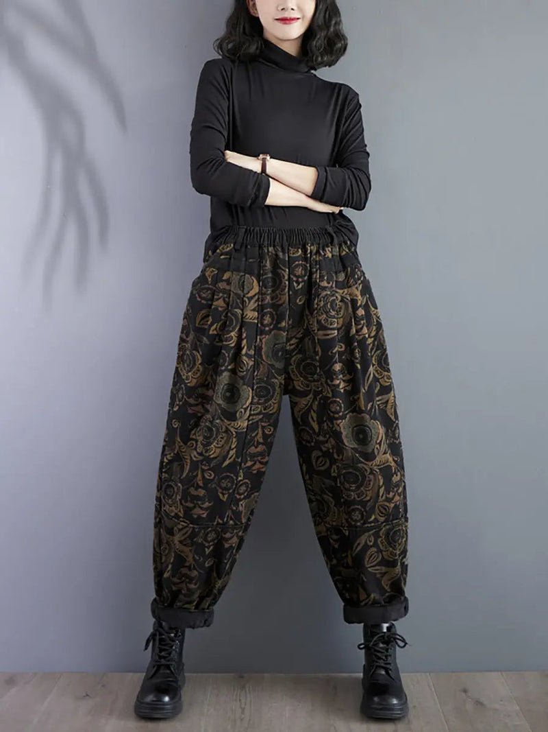 Winter Fleece-lined Harem Pants