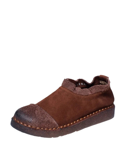 Pure Color Leather Flat Shoes F4195